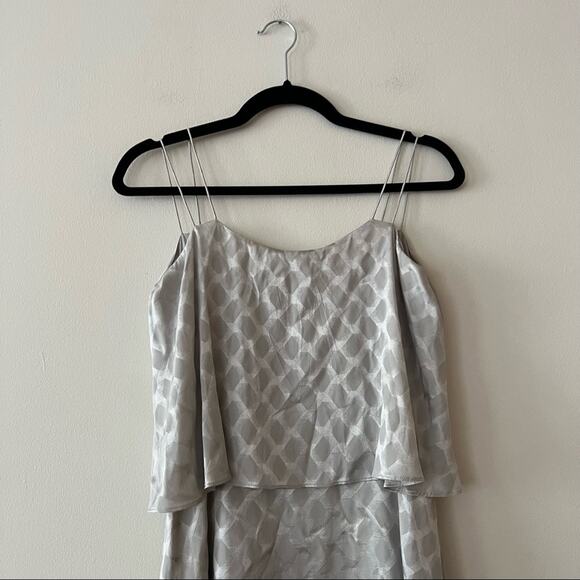 Halston Heritage Silver Silk Tiered Mini Dress - Picture 5 of 7